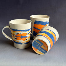 Load image into Gallery viewer, Orange, blue and yellow mug set
