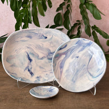Load image into Gallery viewer, Blue Marbled Oval Plate
