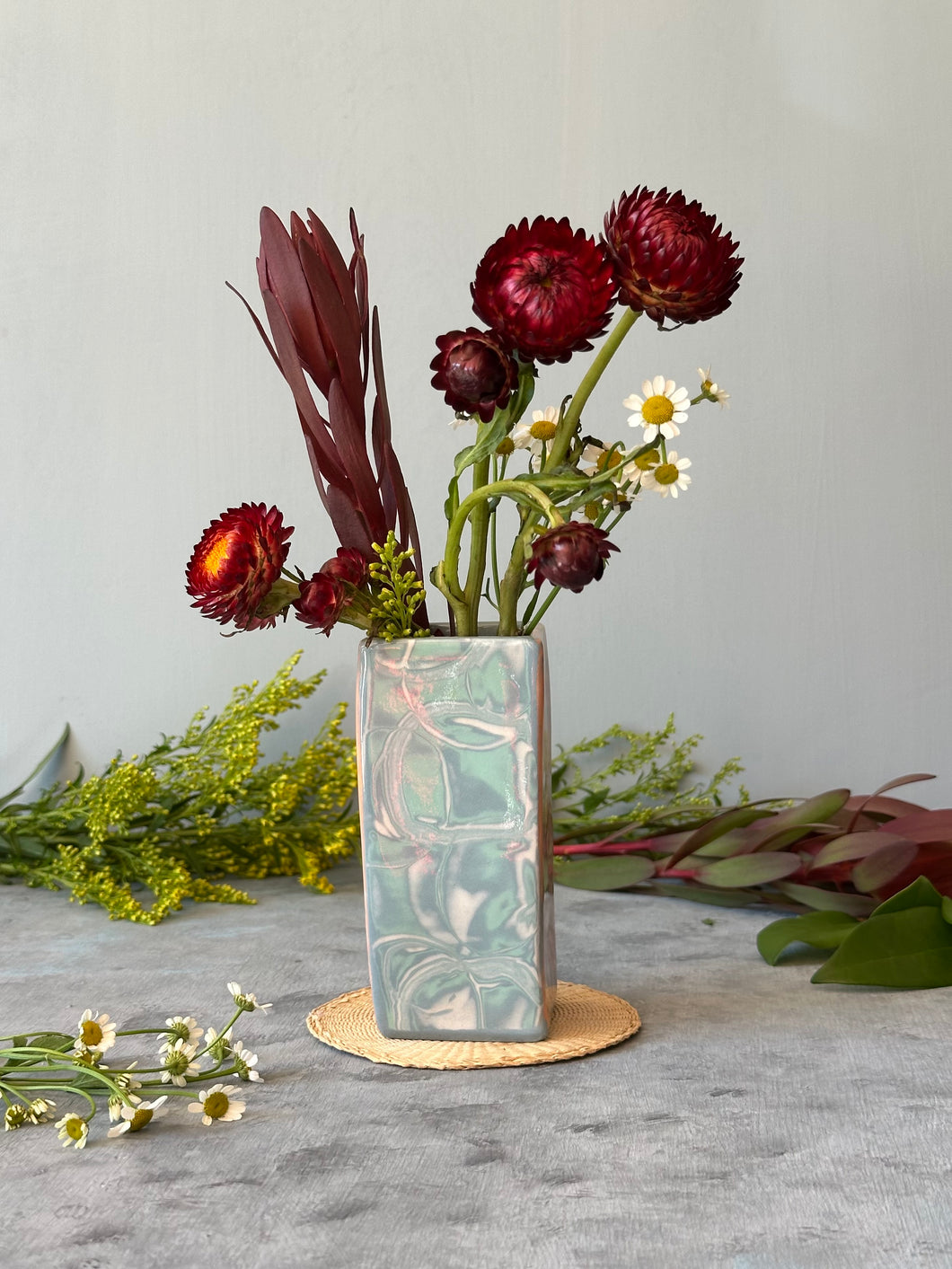 Bud Vase: Blue and Orange Mokume Gane