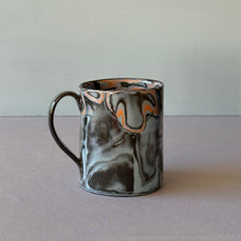 Load image into Gallery viewer, Black and Blue Mug with Abstract Flower
