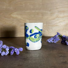 Load image into Gallery viewer, Bud Vase: Blue and Chartreuse Pattern
